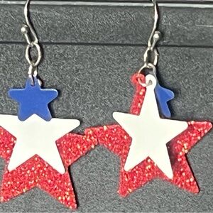 Red and White Star Earrings for Kids